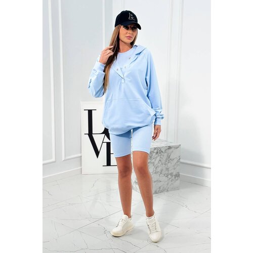 Kesi Set of 3-in-1 sweatshirt, top and short leggings blue Slike