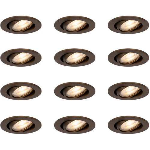 QAZQA Set van 12 moderne inbouwspots donker brons kantelbaar - Cisco Slike