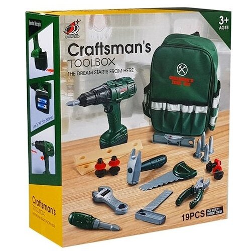  Dječji set alata s aku bu&amp;scaron;ilicom i ruksakom Craft - zelena Slike