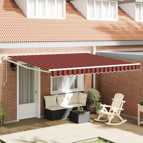 vidaXL ročna retraktibilna tenda z led lučmi rumena in oranžna 400x350 cm Cene