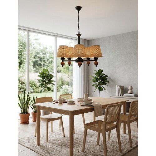 Opviq luster Mercure Wood 5 Wicker, 5 × E27, crni Cene