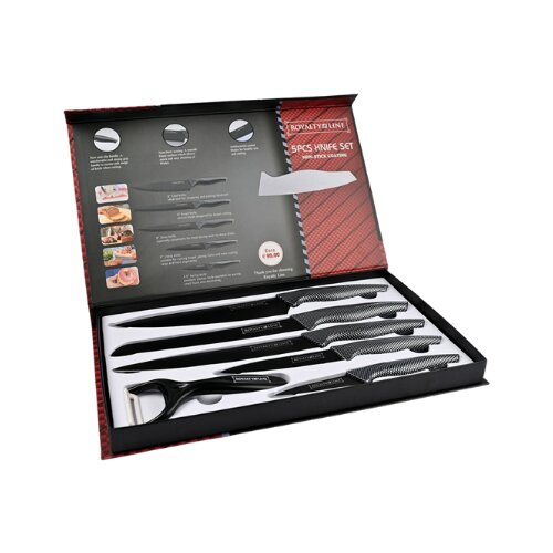Royalty Line set od 5 kuhinjskih noževa i ljuštilica RL-CB5 crni Slike