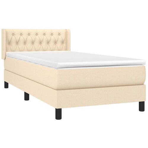  Krevet s oprugama i madracem krem 90 x 200 cm od tkanine Slike