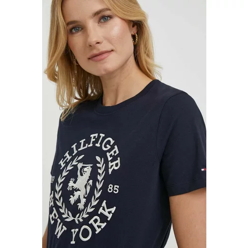 Tommy Hilfiger Pamučna majica za žene, boja: tamno plava
