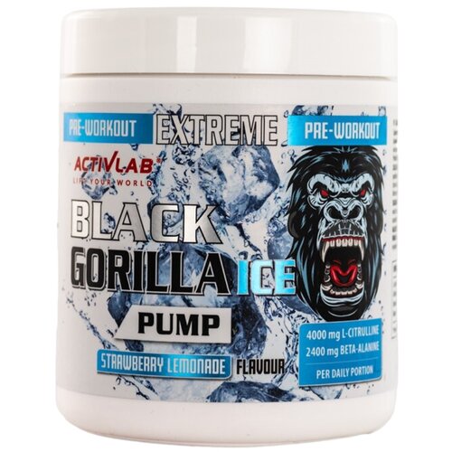 ACTIVLAB Black Gorilla Ice Pump Preworkout Kompleks sa citrulinom i beta alaninom sa ukusom limunadom od jagode, 300g Cene