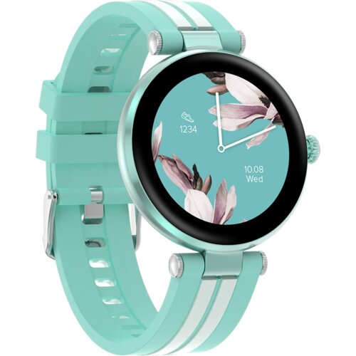 Canyon Semifreddo SW-61, Rtl8762dt, 1.19&amp;#039;&amp;#039; Amoled 390x390px, oncell TP, 192KB RAM, 3.7V 190mAh battery, Green alumunum alloy case middle frame+plastic bottom case+green and white silicone strap + silver strap buckle. Host: &amp;Phi;42.5*10.4mm strap: 261*18mm 37 Slike