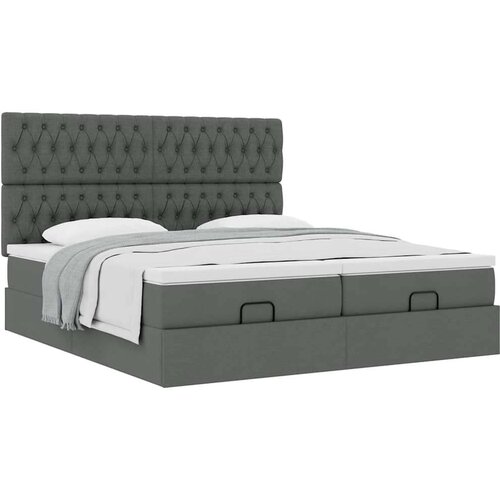 VidaXL otomanski okvir kreveta s madracima tamnosivi 200x200cm tkanine Slike