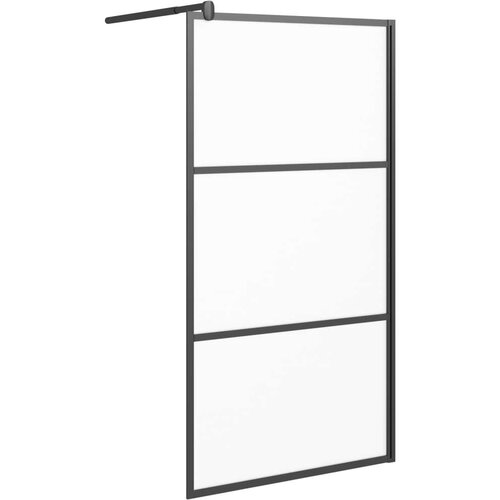 VidaXL Pregrada za tu&amp;scaron;iranje 100 x 195 cm s mutnim staklom ESG crna Slike