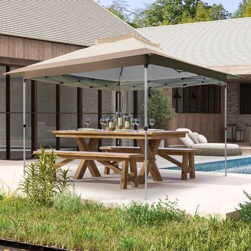 AR Gazebo paviljon sa mehanizmom 350x350cm Braon Cene