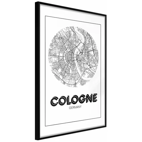  Poster - City Map: Cologne (Round) 20x30