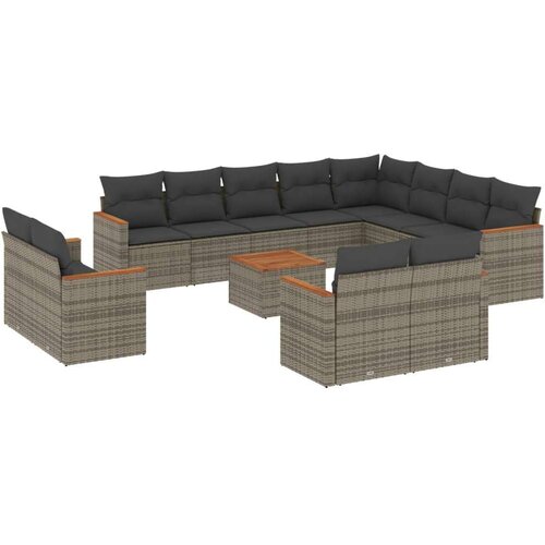 VidaXL 13-dijelni set vrtnih sofa od poliratana s jastucima sivi Slike
