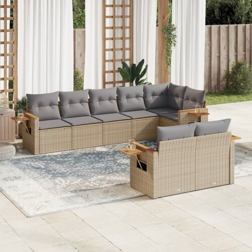 vidaXL 8-dijelni set vrtnih sofa od poliratana s jastucima bež Cijene