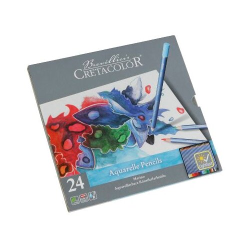  Umjetničke drvene bojice aquarel Cretacolor marino 24 kom u metalnoj kutiji Slike