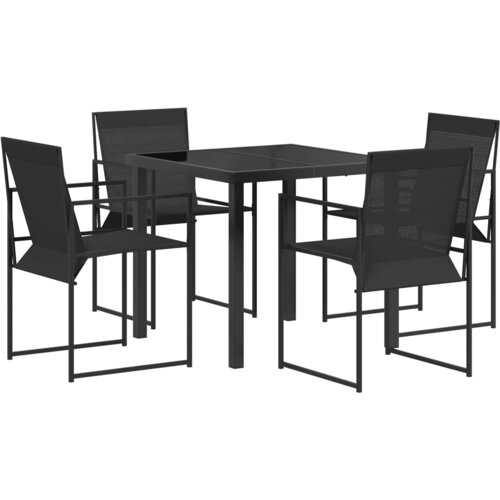 vidaXL Komplet za jedilnico v vrtu 5 pcs Črna Textilene in jeklo, (5000294172) Cene