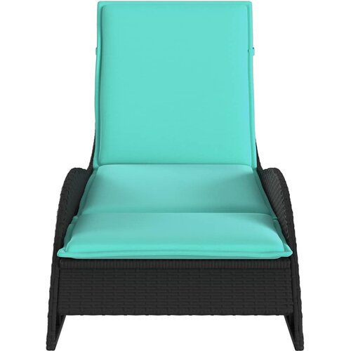  Ležaljka za sunčanje s jastukom crna 60x205x73 cm poli ratan Slike