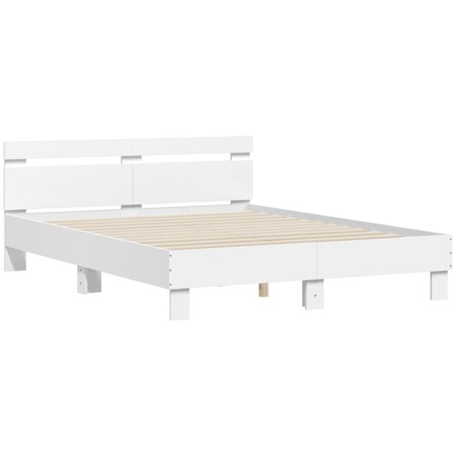 VidaXL Posteljni okvir z vzglavjem bel 150x200 cm inženirski les, (20978774) Slike