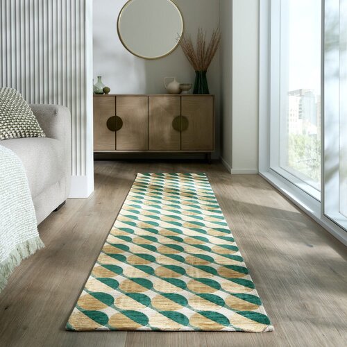 Flair Rugs rumen/zelen tekač 60x230 cm carlos circle geo &amp;ndash; Slike