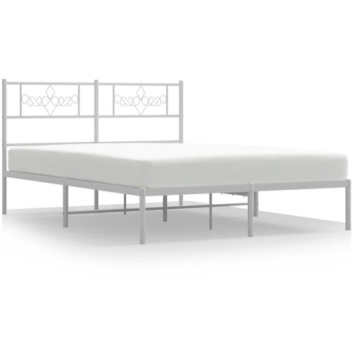 VidaXL Kovinski posteljni okvir z vzglavjem bel 140x190 cm, (20905856) Slike