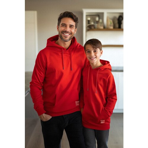 Trendyol Claret Red Father-Son Unisex Printed Knitted Mini Me Sweatshirt Slike