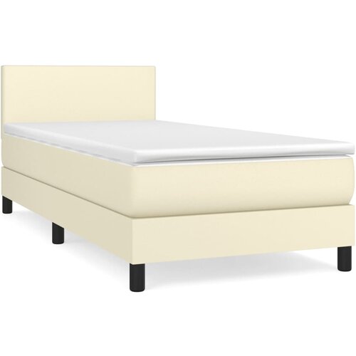 VidaXL Box spring postelja z vzmetnico krem 90x200 cm umetno usnje, (20724045) Slike