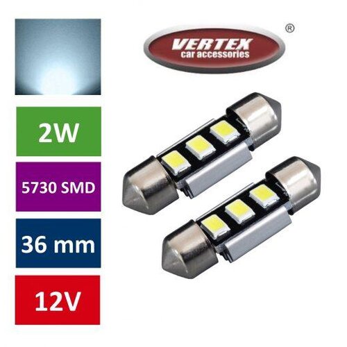 Amio Avto LED žarnica (sijalka) C5W 36mm 3 SMD 5730 CANBUS 2W 2 kosa Slike