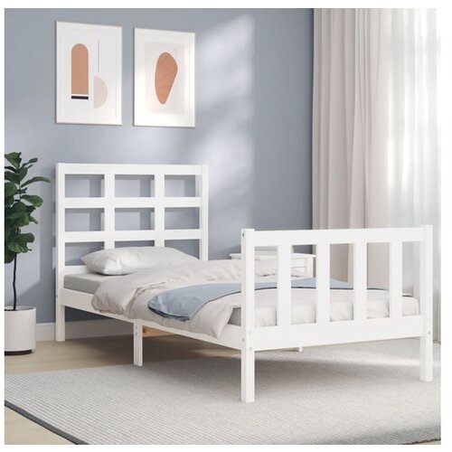 vidaXL Okvir kreveta s uzglavljem bijeli 2FT6 mali od masivnog drva Cijene