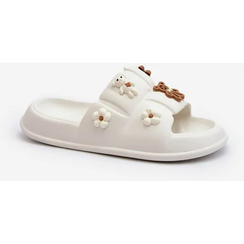 Kesi Women's foam slippers with white Cambrina embellishments
