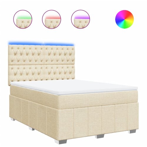 vidaXL Krevet s oprugama i madracem krem 160x200 cm od tkanine Cijene