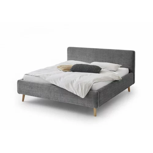 Meise Möbel Tamno sivi tapecirani bračni krevet s prostorom za odlaganje s podnicom 160x200 cm Mattis -