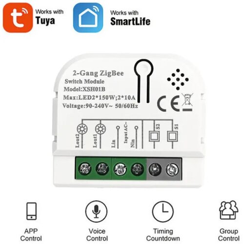 Gembird SMART-2GANGTuya Wifi DIY Self-locking daljinski upravljac Smart Switch relejni modul DC 5V/7-32V AC Cene