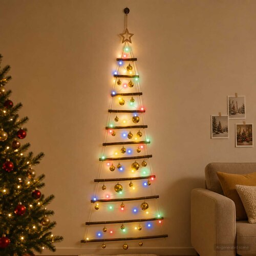 Viseća božićna jelka s kuglicama 30 LED lampica Vi&scaron;ebojno Cijene