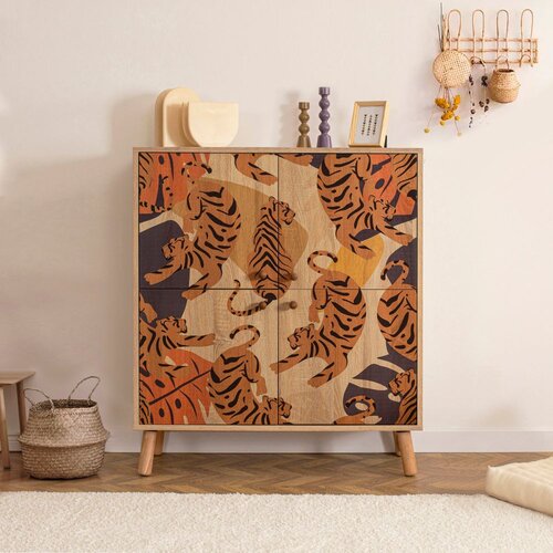 Woody Fashion Komoda Multilux Tigris 95x111x36cm Šarena Cene