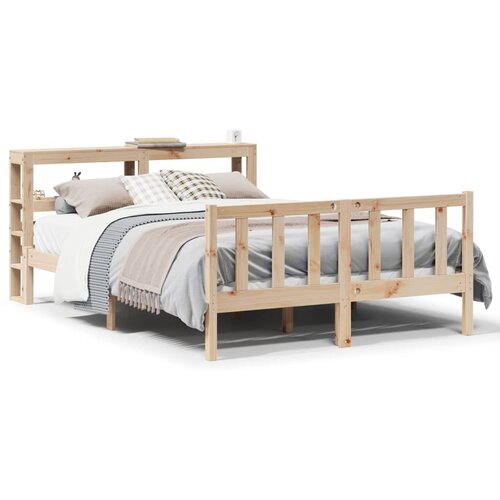 vidaXL Posteljni okvir brez vzmetnice 140x190 cm trdna borovina Cene