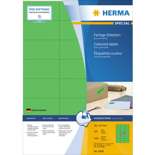 Herma etikete 70X37 A4/24 1/100 zelena ( 02H4409 ) Slike