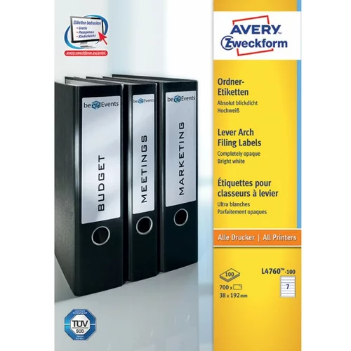 Avery Zweckform Etikete za ozke registratorje 192 x 38 mm 1/100