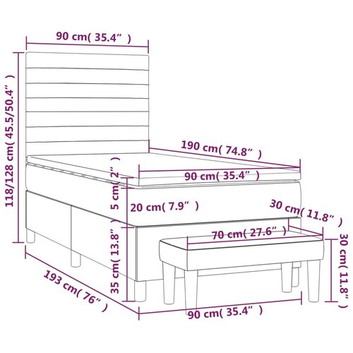  Krevet s oprugama i madracem krem 90 x 190 cm od tkanine Slike