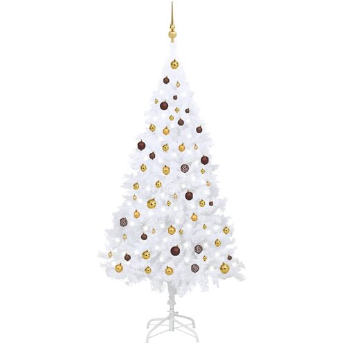 vidaXL umjetno božićno drvce LED s kuglicama bijelo 210 cm PVC Cene