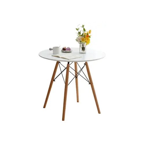 Skandi trpezarijski sto okrugli sa drvenim nogarima 90cm beli 25-KS001 Cene