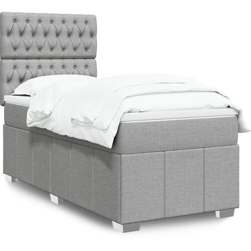 vidaXL Box spring postelja z vzmetnico svetlo siva 90x200 cm blago Cene
