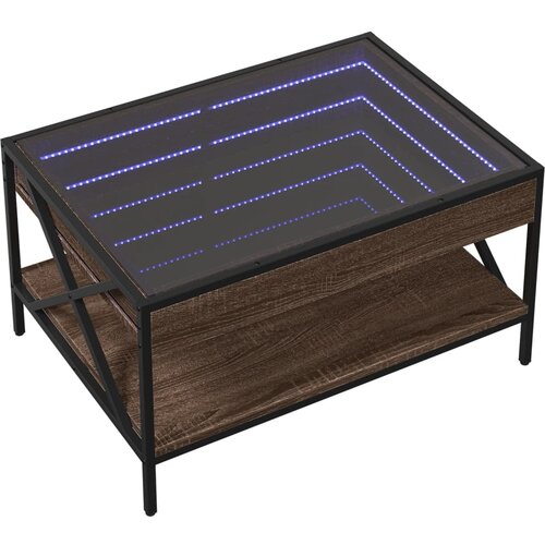  Stolić s beskonačnim LED svjetlima boja hrasta 70x50x38 cm Slike