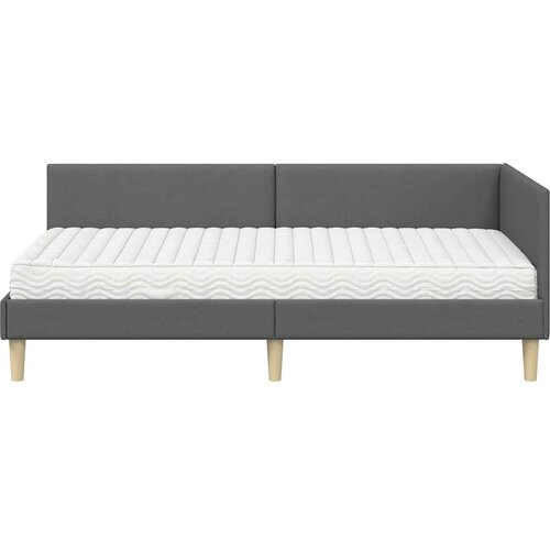  Kutni krevetni okvir s madracem 2 kom. Tamnosiva 90 x 200 cm Slike