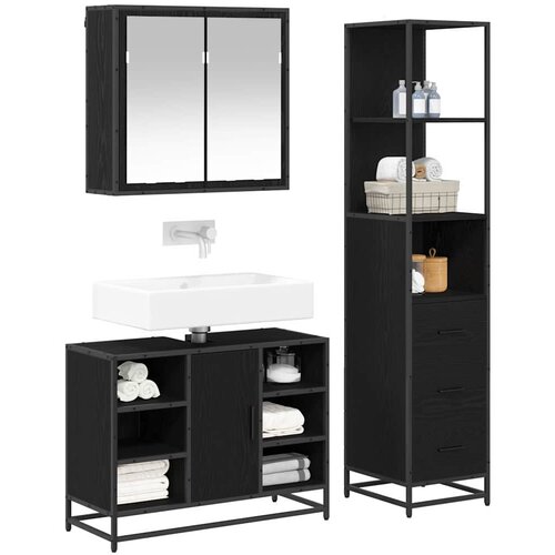  Set namje&amp;scaron;taja za kupaonicu 3 kom. Crni hrast 80 x 33 x 60 cm Slike