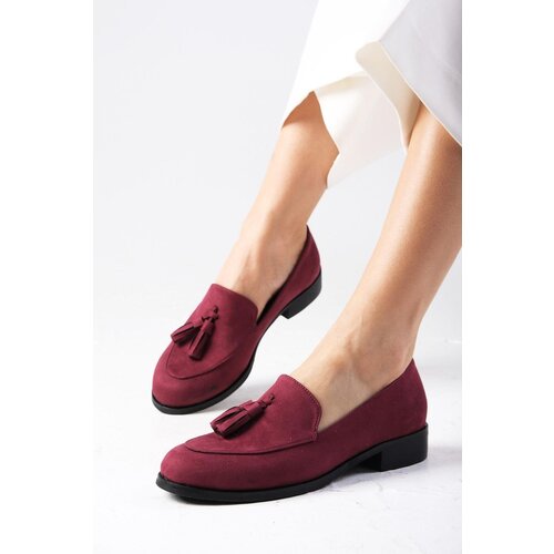 Mio Gusto Iris Women's Claret Red Suede Oxford Casual Flat Shoes Cene