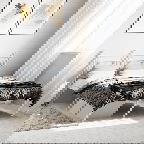 VidaXL Metalni okvir za krevet s uzglavljem bijeli 120 x 190 cm Slike
