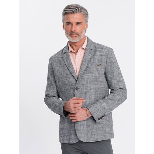 Ombre Men's REGULAR cut jacket with linen - graphite Cene