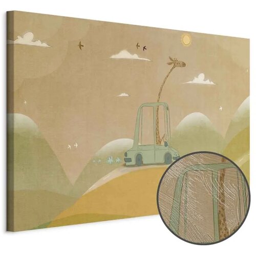  Slika - Dreamy Traveler - A Cheerful Giraffe Driving a Car on a Sunny Day 90x60 Premium Print Cijene