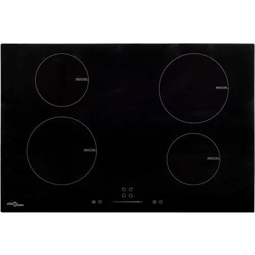 vidaXL indukcijska ploča za kuhanje 4 plamenika staklena 77 cm 7000 w