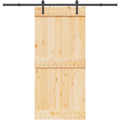 VidaXL Klizna vrata s priborom za montažu 95 x 210 cm masivna borovina Slike
