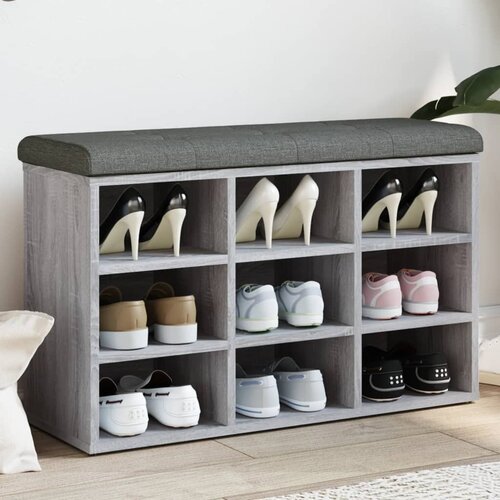  Klupa za cipele siva boja hrasta 82x32x50 cm konstruirano drvo Cijene