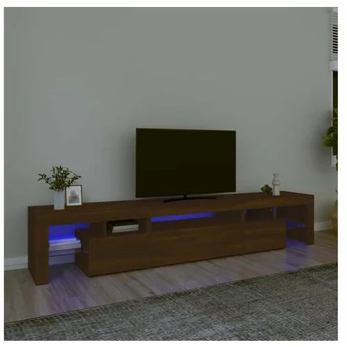  TV omarica z LED lučkami rjav hrast 215x36,5x40 cm